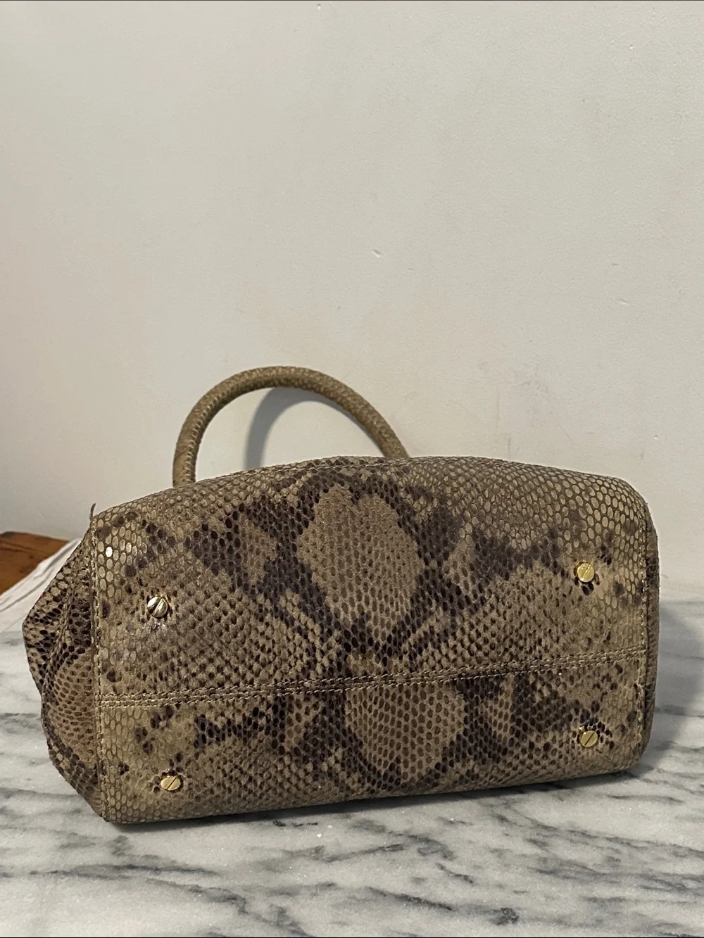 Tory Burch Python Embossed Leather Top Handle Satchel Bag